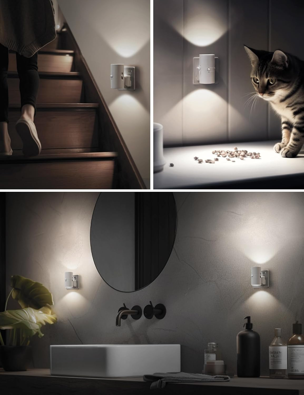 Dimmable Motion Sensor Night Light - 1 Pack, 0-100LM, 6000K Cool White, Ideal for Indoor Use in Bathrooms, Stairways, Hallways, and Bedrooms