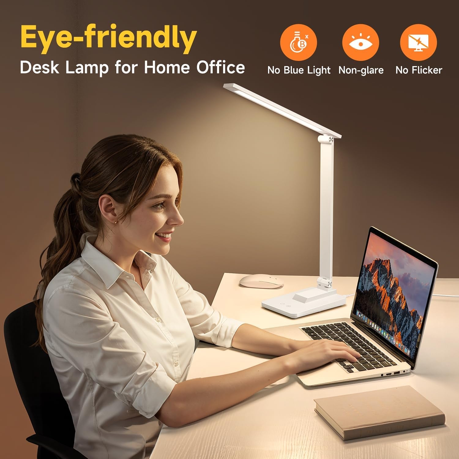 LED Desk Lamp with 15 Adjustable Modes, Dimmable Bedside Lighting, Timer Function, Multi-Powered for Study and Reading, Ideal for Bedroom, Home, and Office Use