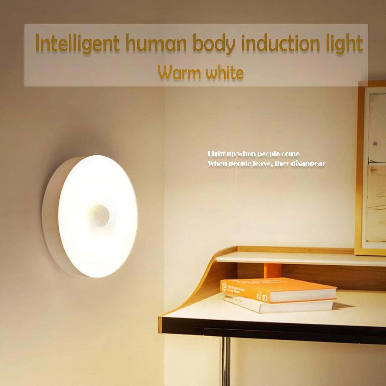 USB Rechargeable Motion Sensor Night Light, Warm White LED, Magnetic Indoor Lamps for Stairways, Cupboards, Hallways, Kitchens, Wardrobes, and Closets (6-Pack)