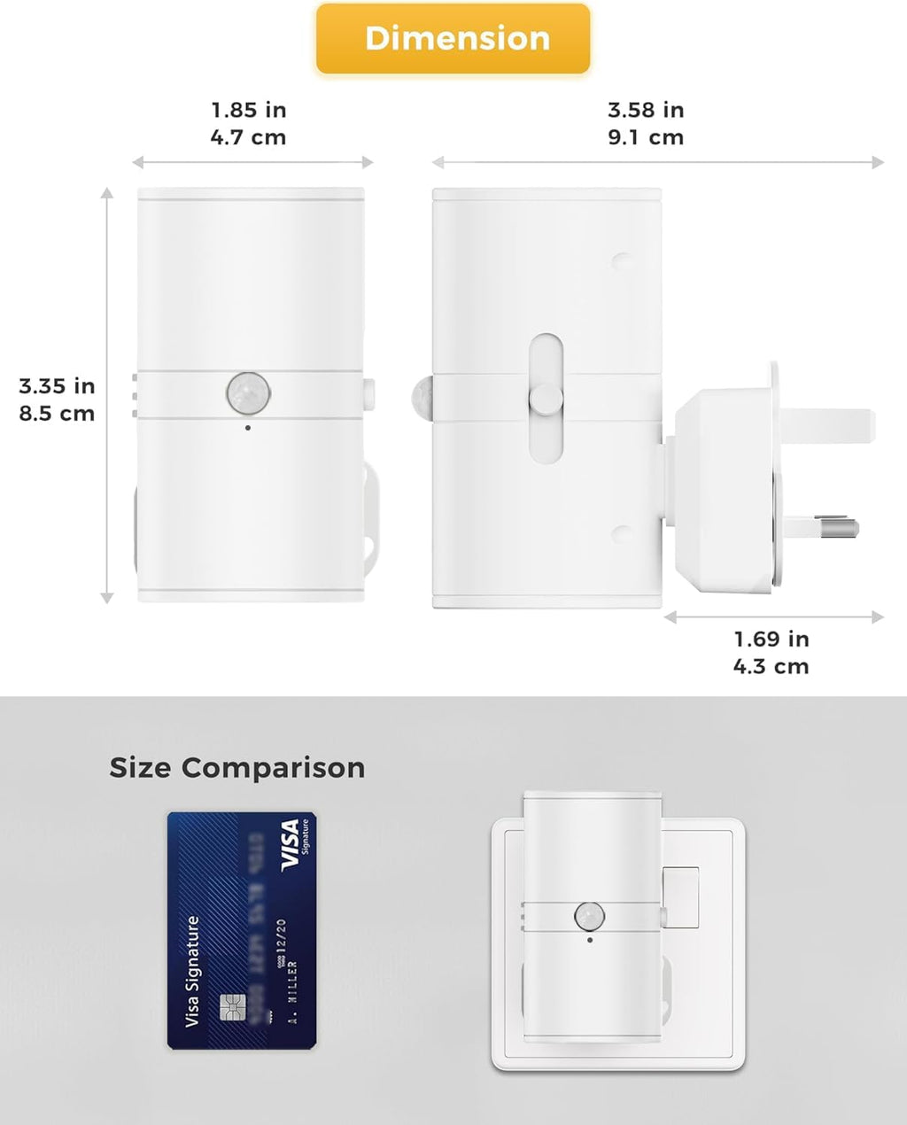 Dimmable Motion Sensor Night Light - 1 Pack, 0-100LM, 6000K Cool White, Ideal for Indoor Use in Bathrooms, Stairways, Hallways, and Bedrooms