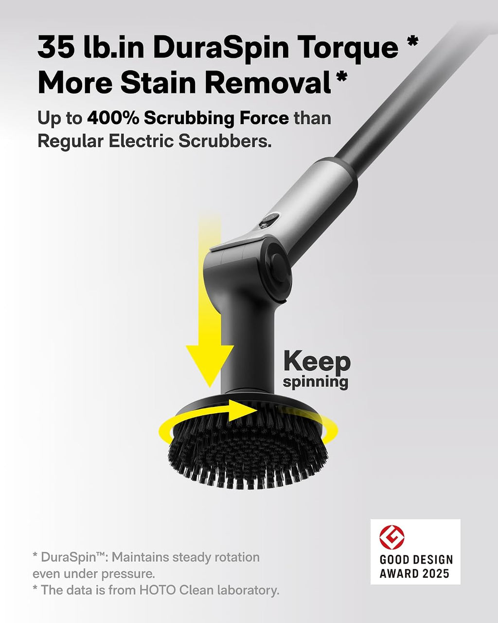 Flexi™ Electric Cleaning Brush with Adjustable Angle, Extendable Handle, Smart Display, IPX7 Waterproof Rating, and 8 Replaceable Brush Heads for Bathroom and Tile Cleaning