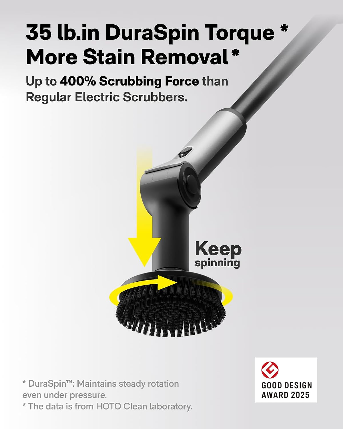 Flexi™ Electric Cleaning Brush with Adjustable Angle, Extendable Handle, Smart Display, IPX7 Waterproof Rating, and 8 Replaceable Brush Heads for Bathroom and Tile Cleaning