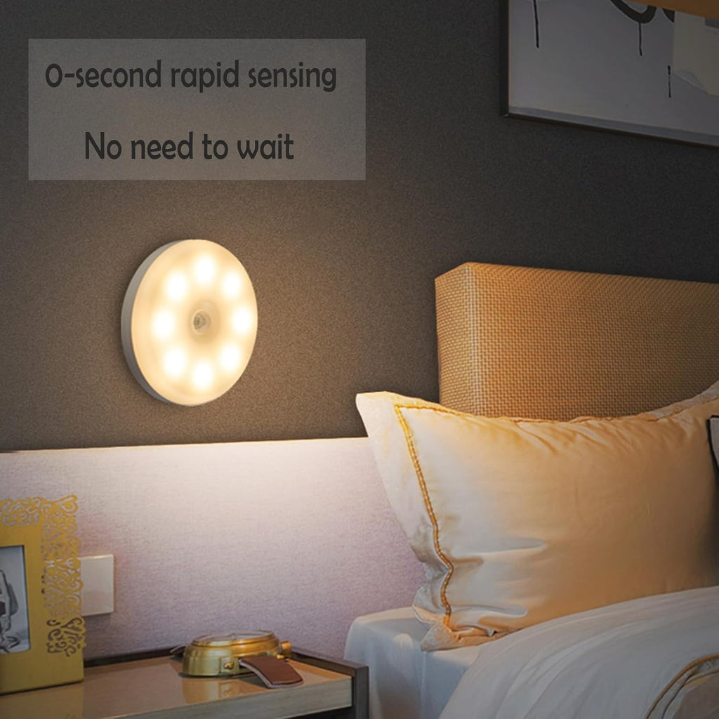 USB Rechargeable Motion Sensor Night Light, Warm White LED, Magnetic Indoor Lamps for Stairways, Cupboards, Hallways, Kitchens, Wardrobes, and Closets (6-Pack)