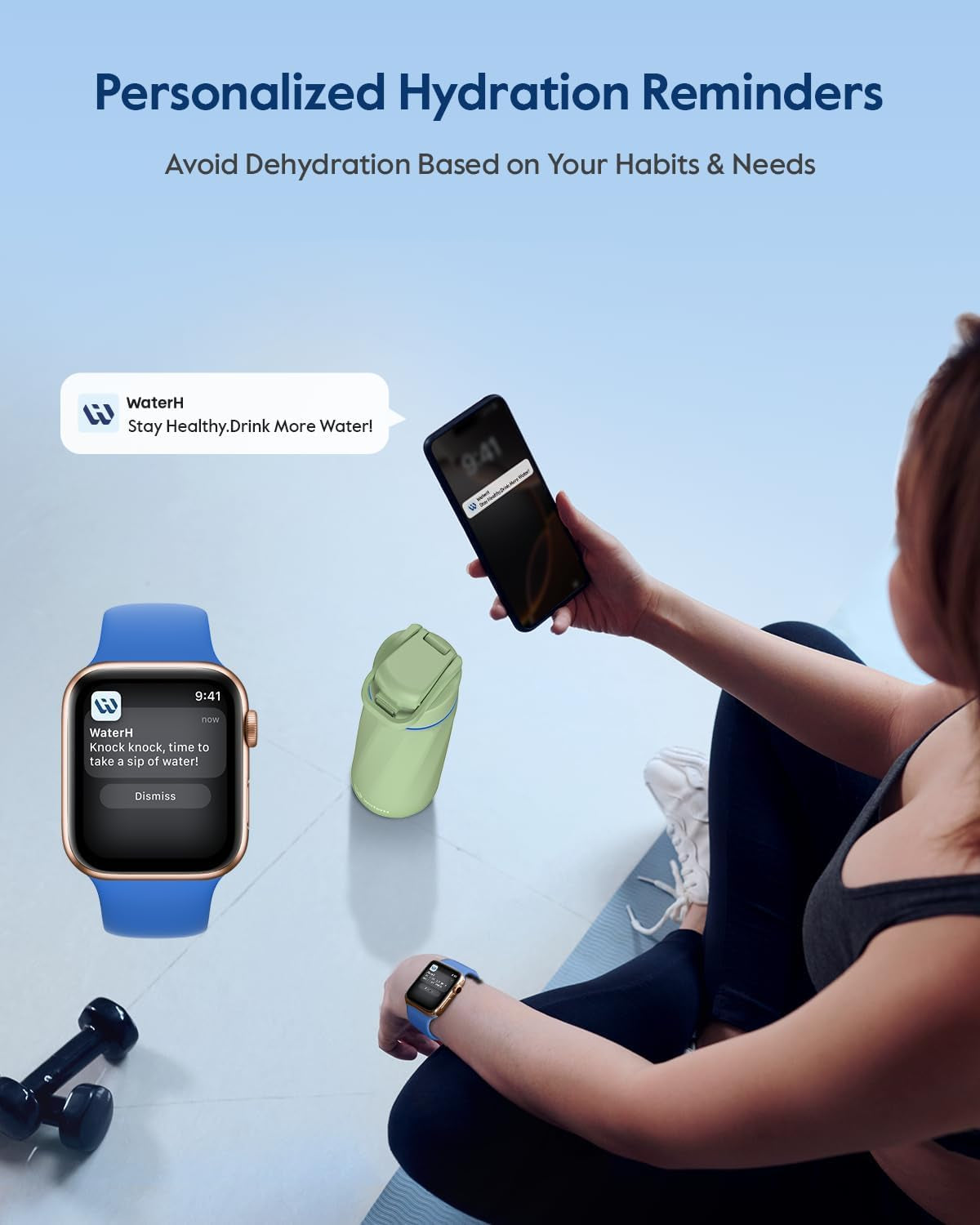 Boost Smart Water Bottle - BPA-Free Stainless Steel Vacuum Insulated, Wide Mouth Hydration Tracker with App, Perfect for Father's Day, Green, 710ml