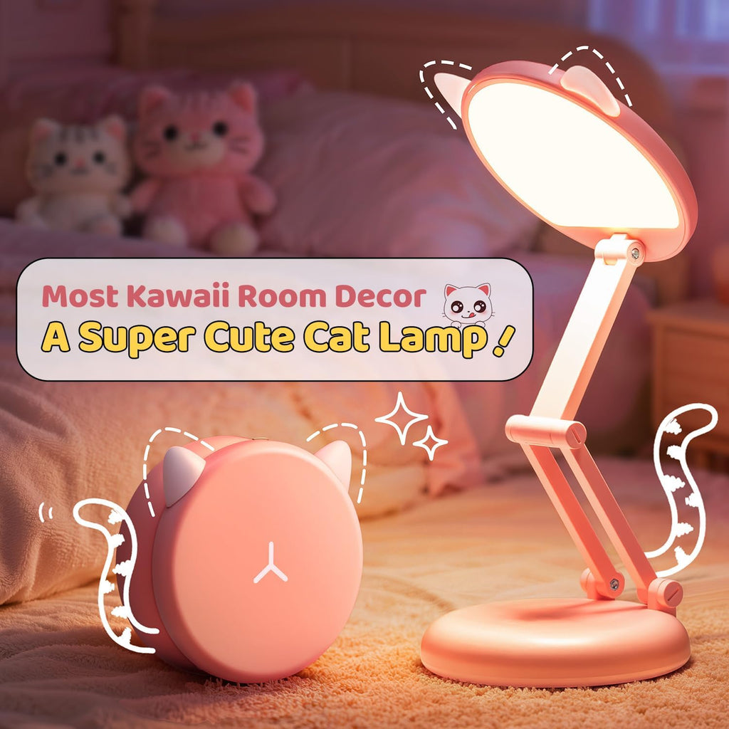 Pink Dimmable Reading Lamp for Kids - 3600mAh Battery with 17 Hours of Use, Ideal for Girls' Bedroom Decor and Bedside Table Accent