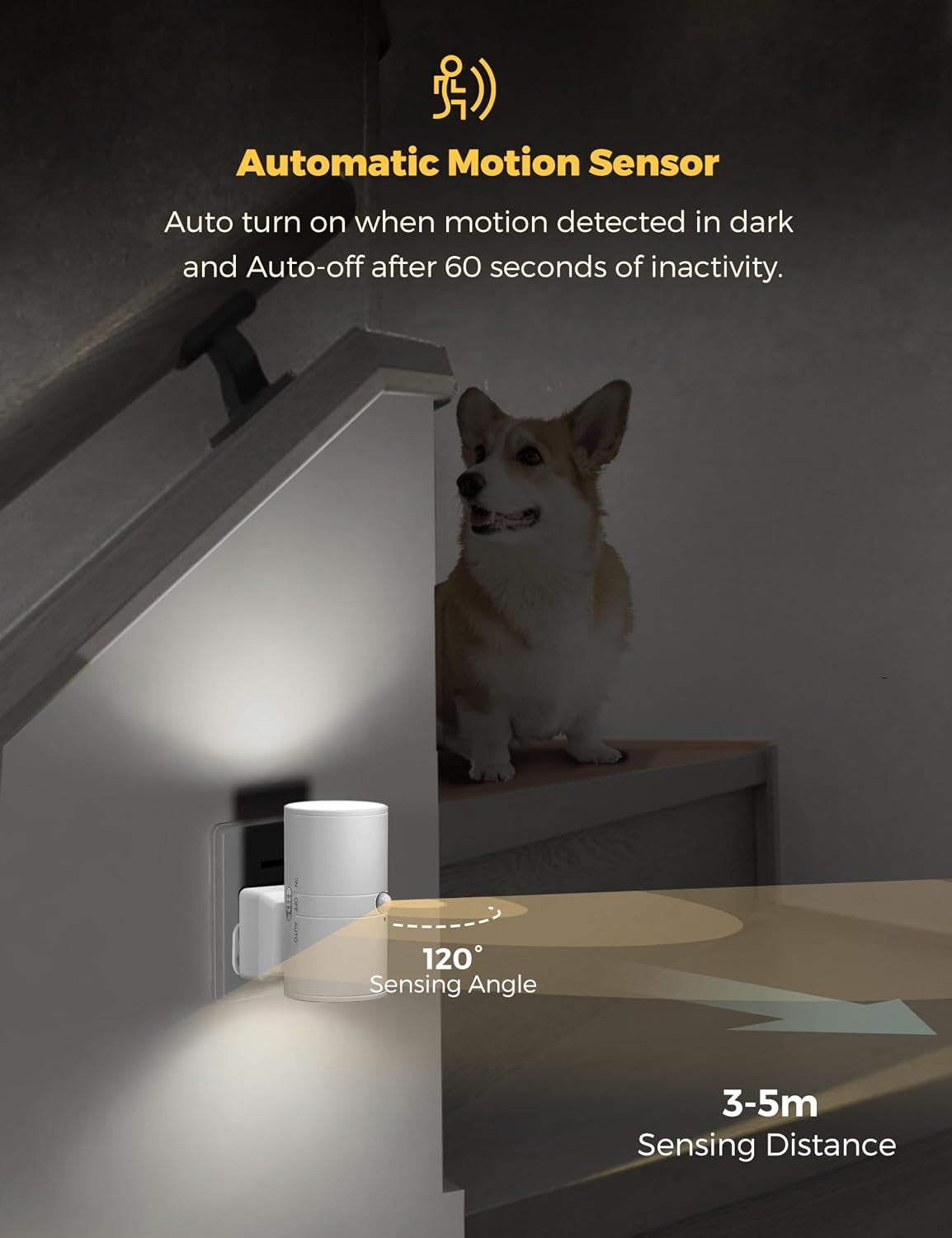 Dimmable Motion Sensor Night Light - 1 Pack, 0-100LM, 6000K Cool White, Ideal for Indoor Use in Bathrooms, Stairways, Hallways, and Bedrooms