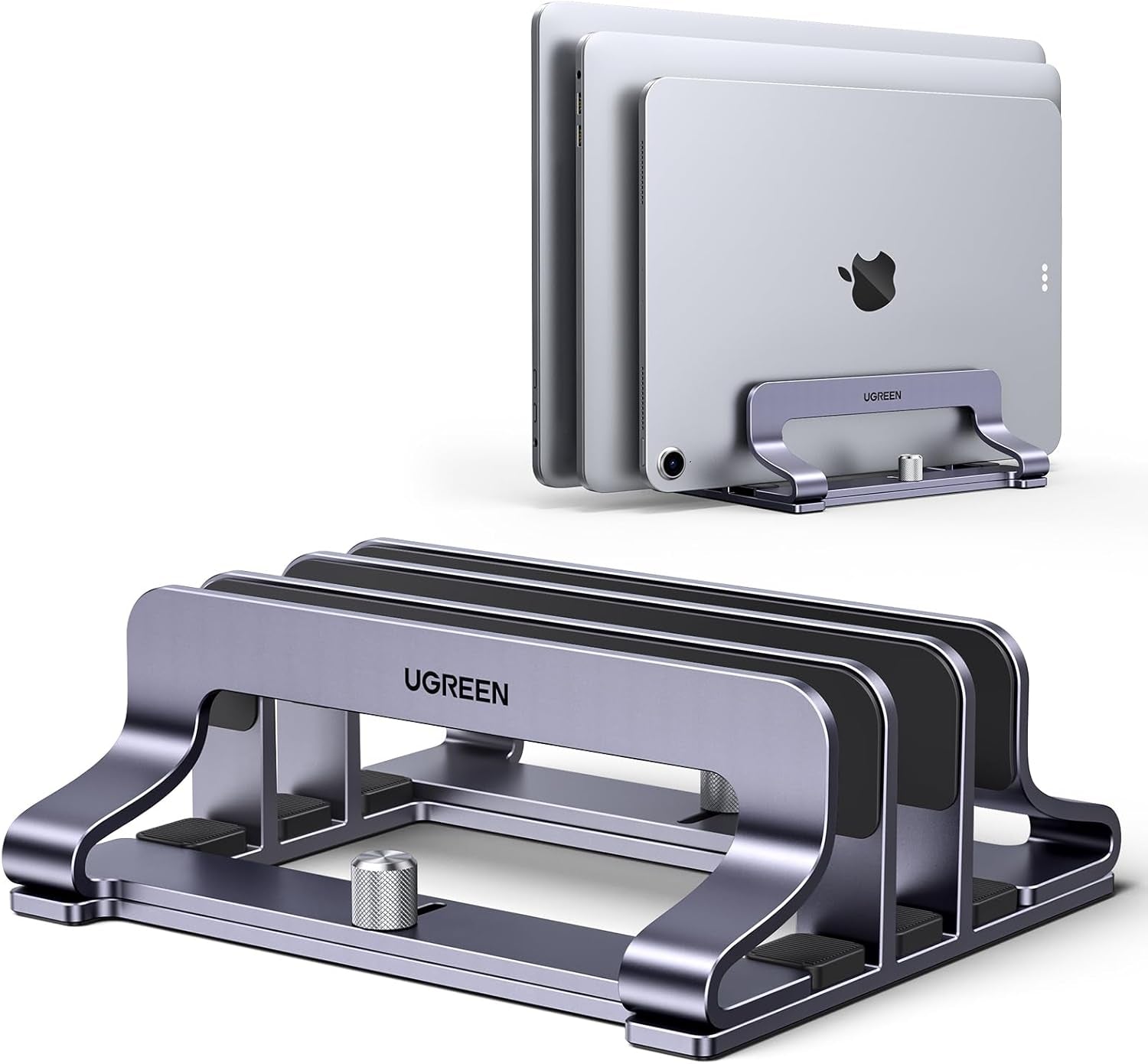 Adjustable Vertical Laptop Stand for Desk - Aluminum Dock Compatible with MacBook Air/Pro, Microsoft Surface Laptop 4, and LG Gram 17 (3 Slots)
