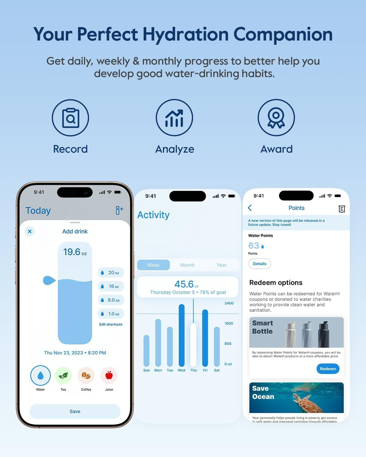 Boost Smart Water Bottle - BPA-Free Stainless Steel Vacuum Insulated, Wide Mouth Hydration Tracker with App, Perfect for Father's Day, Green, 710ml