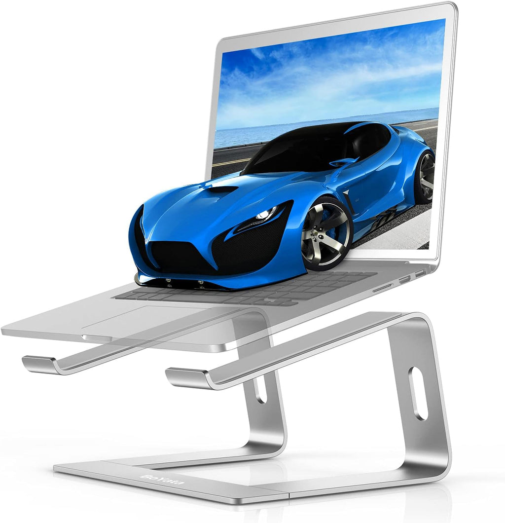 Aluminum Portable Laptop Stand with Ventilation, Compatible with 10-14'' MacBook Pro/Air, Dell, HP, Samsung, and Acer (Silver)