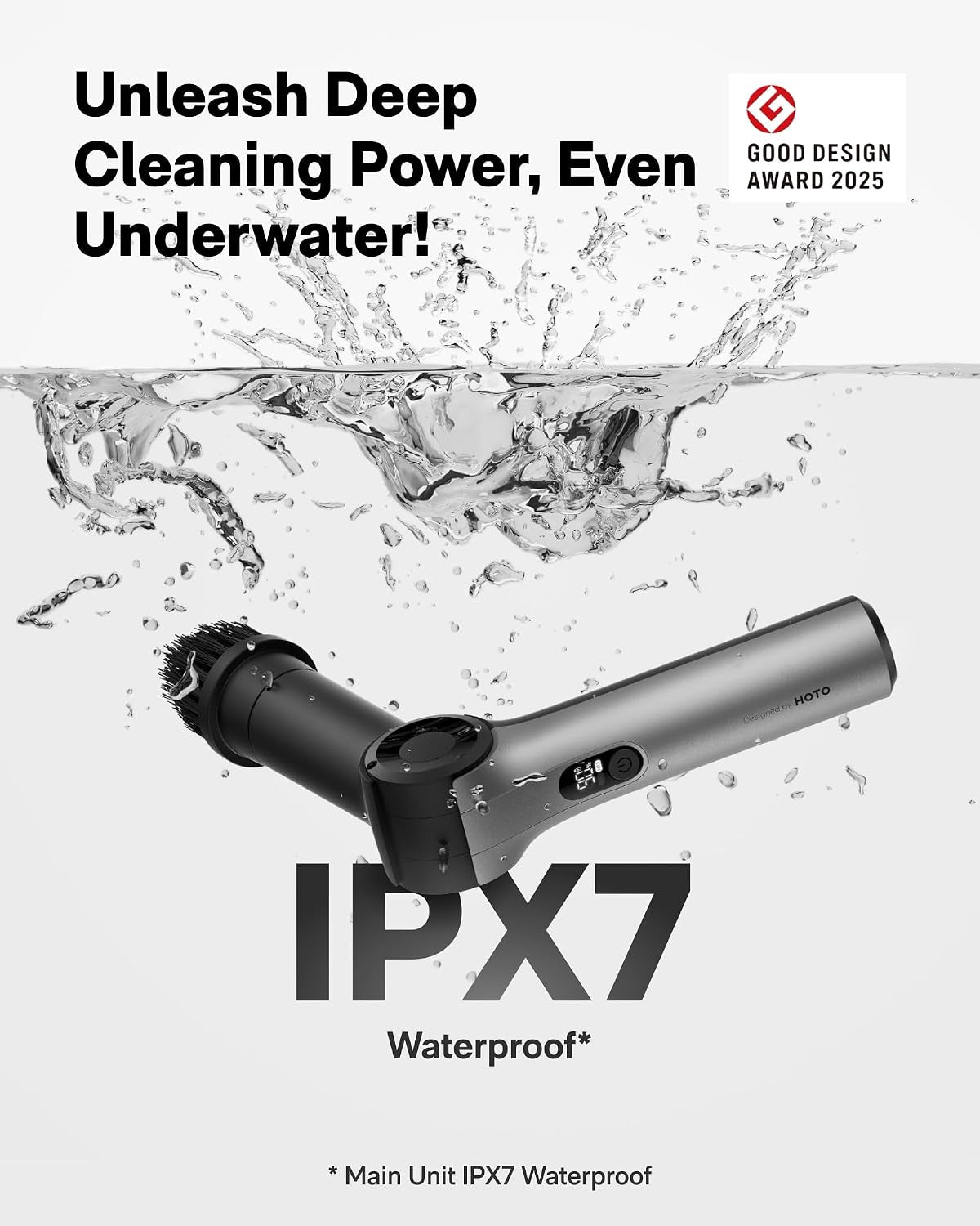 Flexi™ Electric Cleaning Brush with Adjustable Angle, Extendable Handle, Smart Display, IPX7 Waterproof Rating, and 8 Replaceable Brush Heads for Bathroom and Tile Cleaning