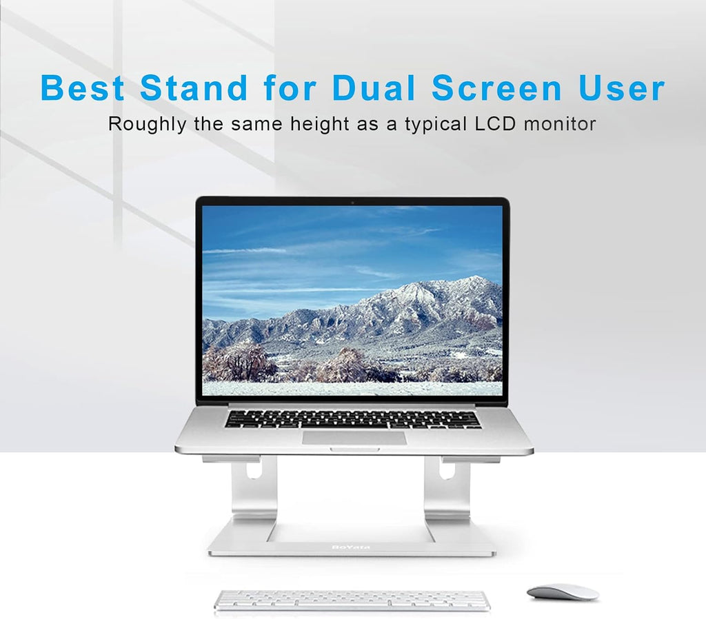Aluminum Portable Laptop Stand with Ventilation, Compatible with 10-14'' MacBook Pro/Air, Dell, HP, Samsung, and Acer (Silver)