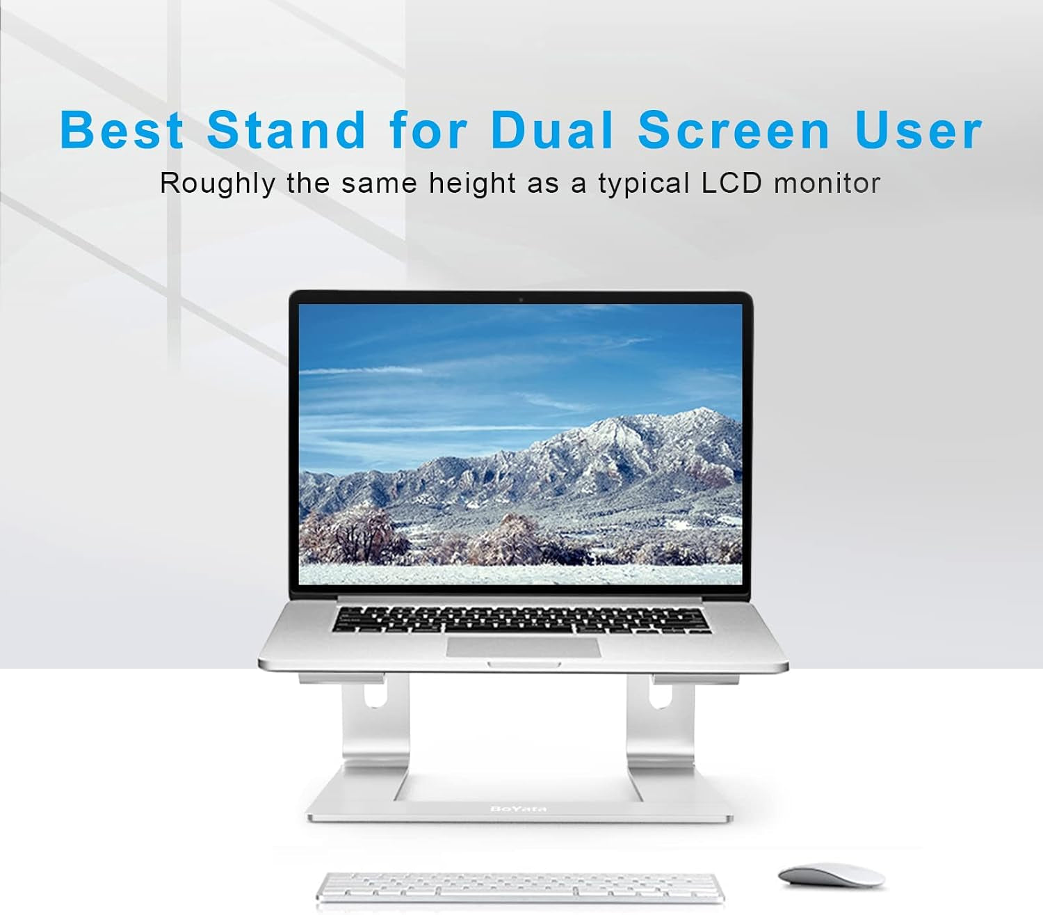 Aluminum Portable Laptop Stand with Ventilation, Compatible with 10-14'' MacBook Pro/Air, Dell, HP, Samsung, and Acer (Silver)