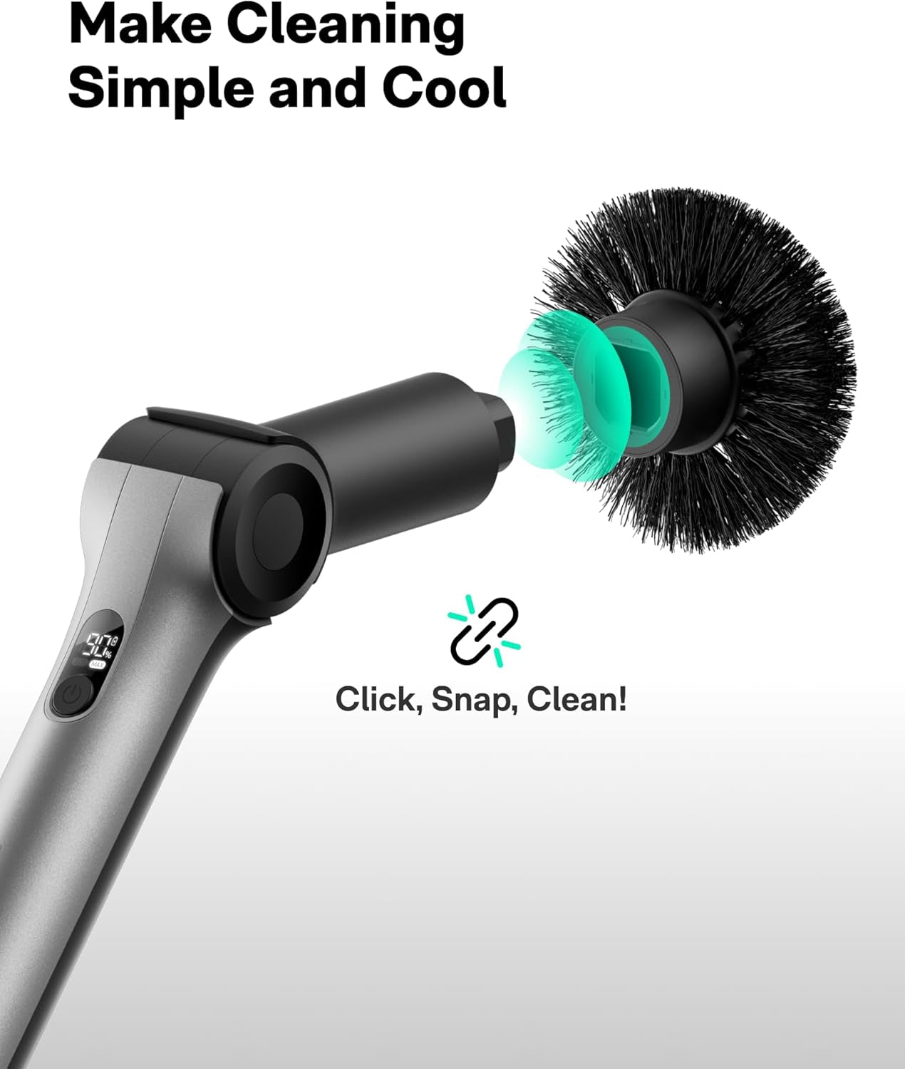 Flexi™ Electric Cleaning Brush with Adjustable Angle, Extendable Handle, Smart Display, IPX7 Waterproof Rating, and 8 Replaceable Brush Heads for Bathroom and Tile Cleaning
