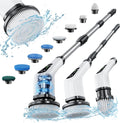 Cordless Electric Spin Scrubber with 8 Replaceable Brush Heads and Extendable Handle for Efficient Bathroom and Kitchen Cleaning, 300/400 RPM Rotation for Floor and Tile Surfaces