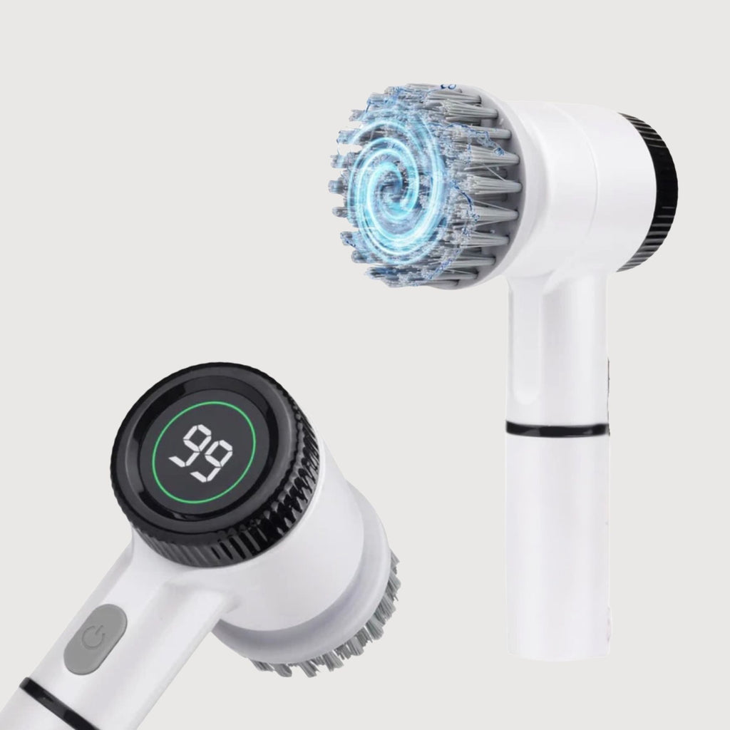 Cordless Electric Spin Scrubber - 5-in-1 Rechargeable Cleaning Brush with 3 Speed Settings and LED Display for Bathroom, Tile, Car, Floor, and Kitchen Cleaning