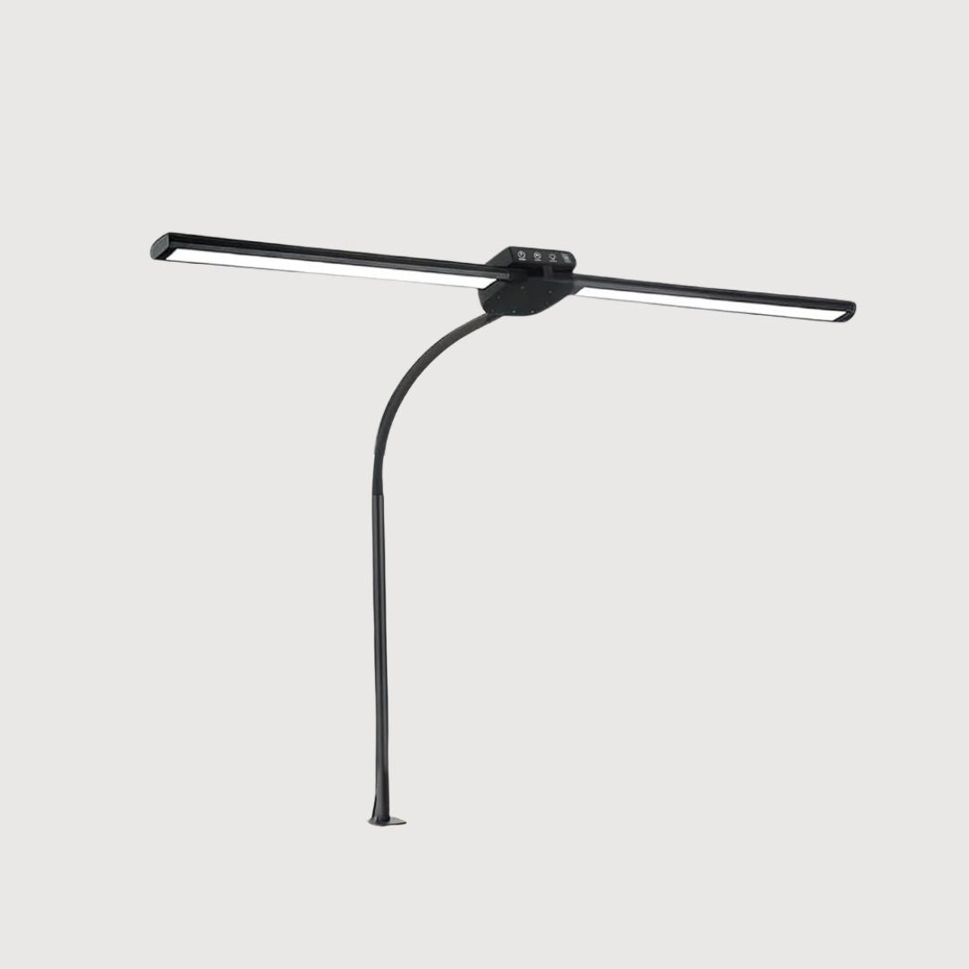 LED Desk Lamp with Clamp - 5 Color Modes & 9 Brightness Levels, 1200 Lumen, 12W for Home Office, Remote Control & Timer, Ideal for Study, Reading, Workbench, and Crafting