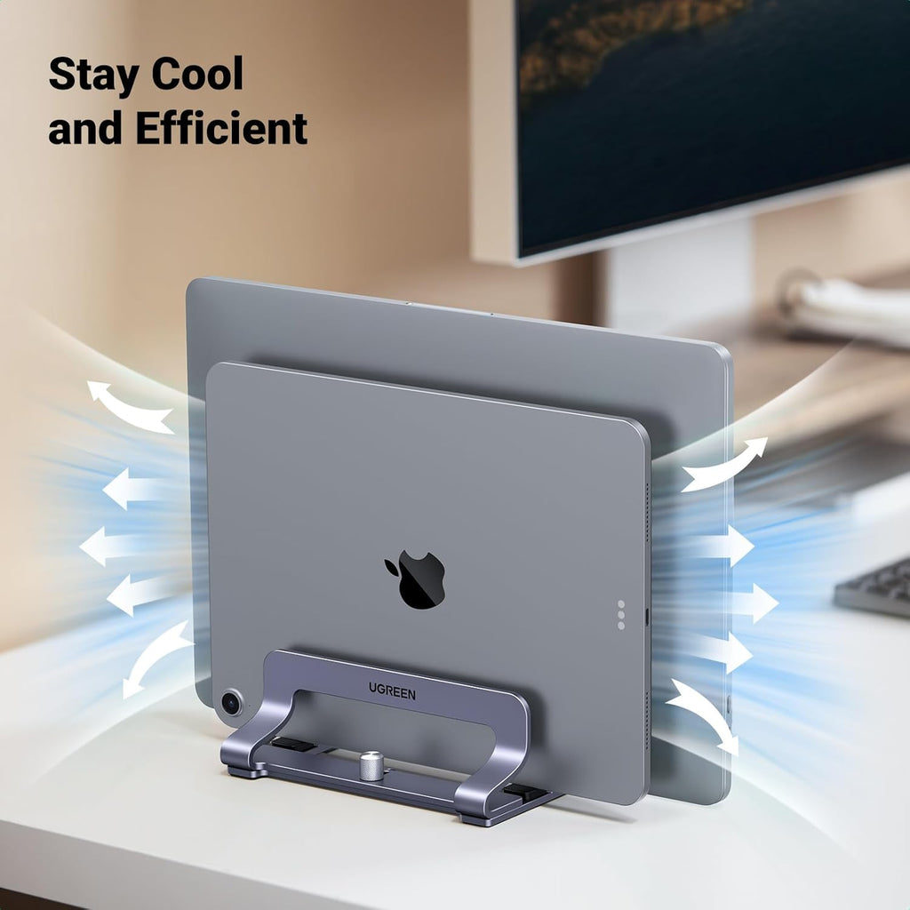 Adjustable Vertical Laptop Stand for Desk - Aluminum Dock Compatible with MacBook Air/Pro, Microsoft Surface Laptop 4, and LG Gram 17 (3 Slots)