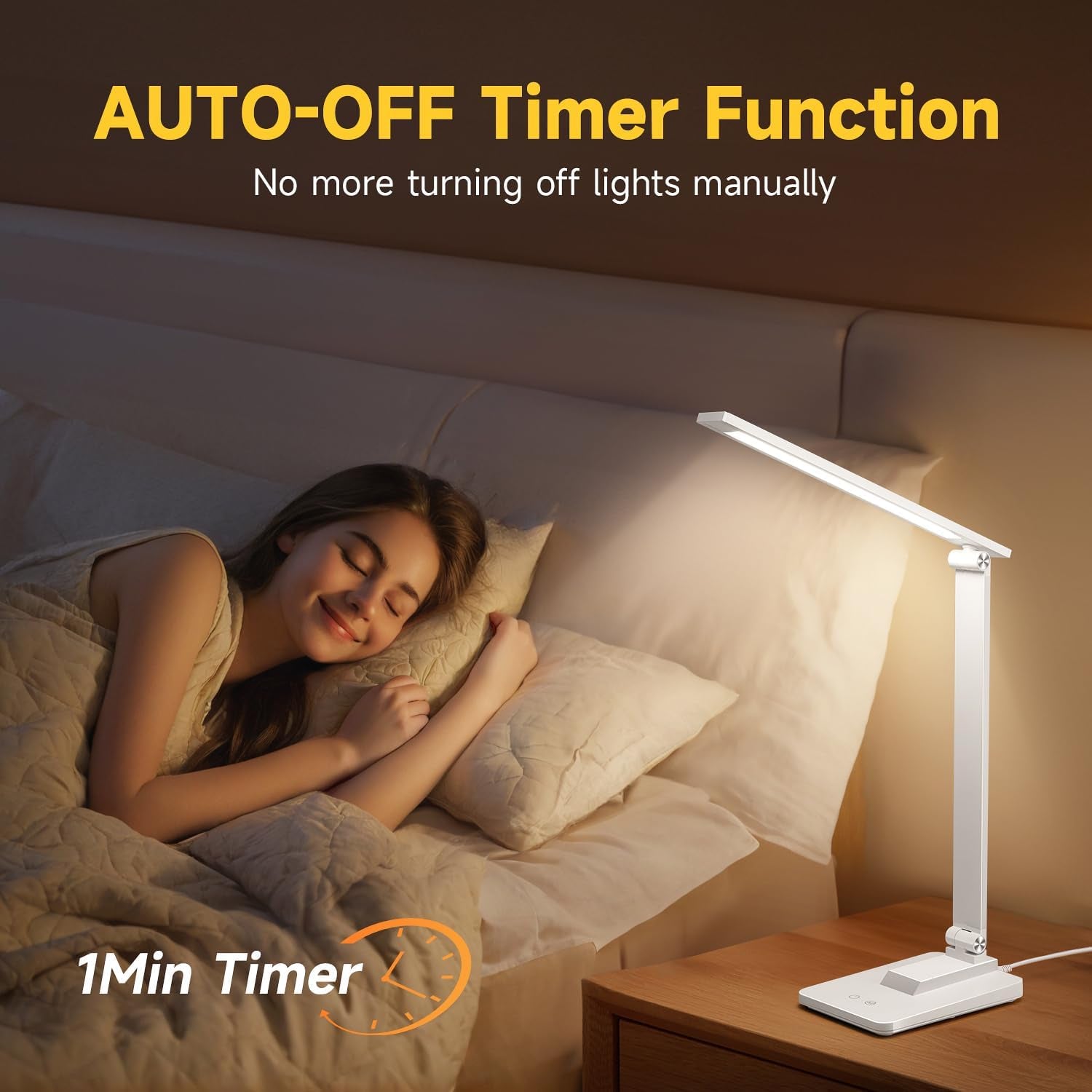 LED Desk Lamp with 15 Adjustable Modes, Dimmable Bedside Lighting, Timer Function, Multi-Powered for Study and Reading, Ideal for Bedroom, Home, and Office Use