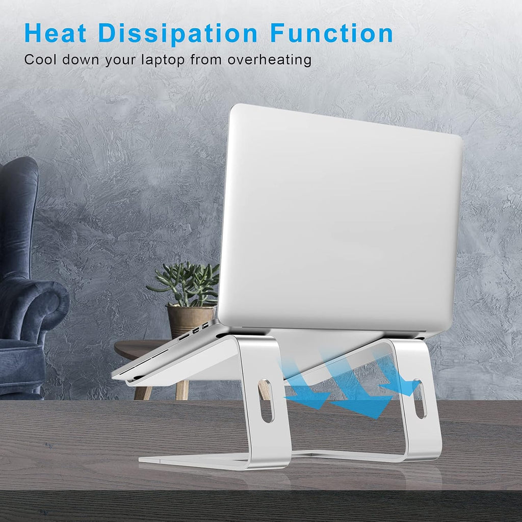 Aluminum Portable Laptop Stand with Ventilation, Compatible with 10-14'' MacBook Pro/Air, Dell, HP, Samsung, and Acer (Silver)